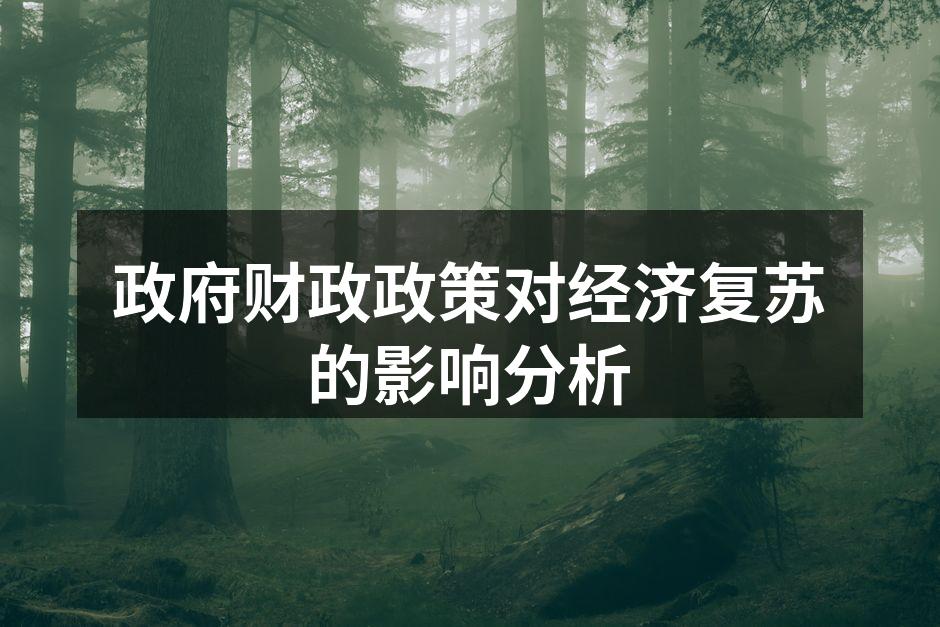 政府财政政策对经济复苏的影响分析